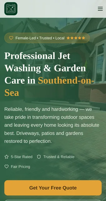 Clearview Jet Washing website on a phone