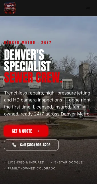 Sewers of Colorado website on a phone