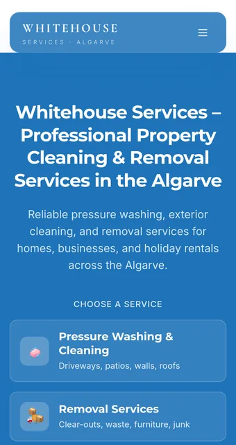 Whitehouse Services website on a phone